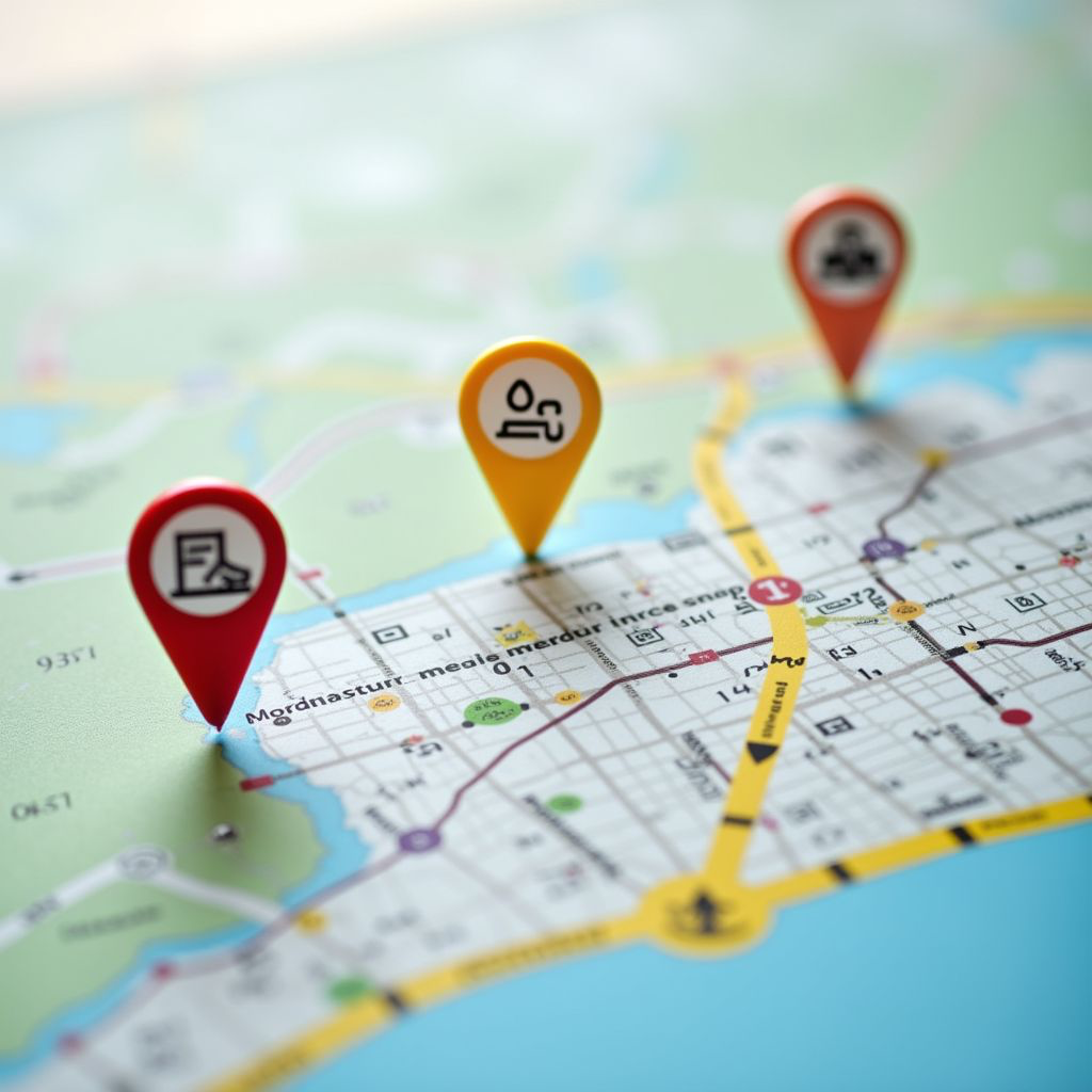 Map with listing pins